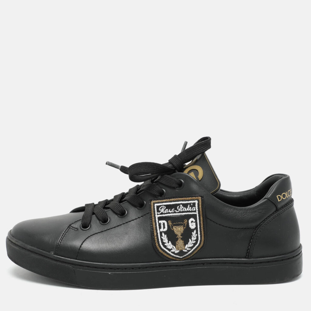 Dolce & Gabbana Black Leather Portofino Low Top Sneakers Size 39.5 Dolce & Gabbana Black Leather Portofino Low Top Sneakers Size 39.5