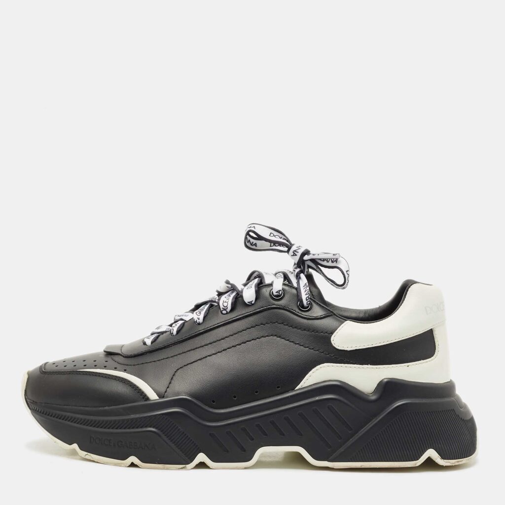 luxury-men-dolcegabbana-used-shoes-p1175035-003-1.jpg Dolce & Gabbana Black/White Leather Daymaster Low Top Sneakers Size 41