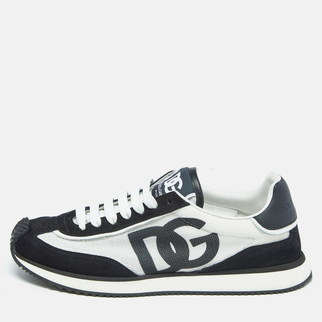 Dolce & Gabbana Black/White Mesh and Suede DG Low Top Sneakers Size 41 Dolce & Gabbana Black/White Mesh and Suede DG Low Top Sneakers Size 41