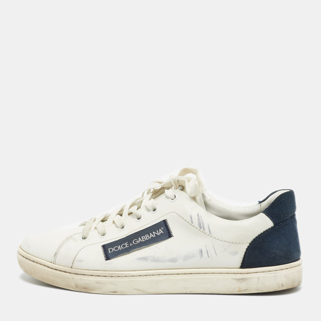 Dolce & Gabbana Navy Blue/White Suede and Leather Low Top Sneakers Size 41 Dolce & Gabbana Navy Blue/White Suede and Leather Low Top Sneakers Size 41