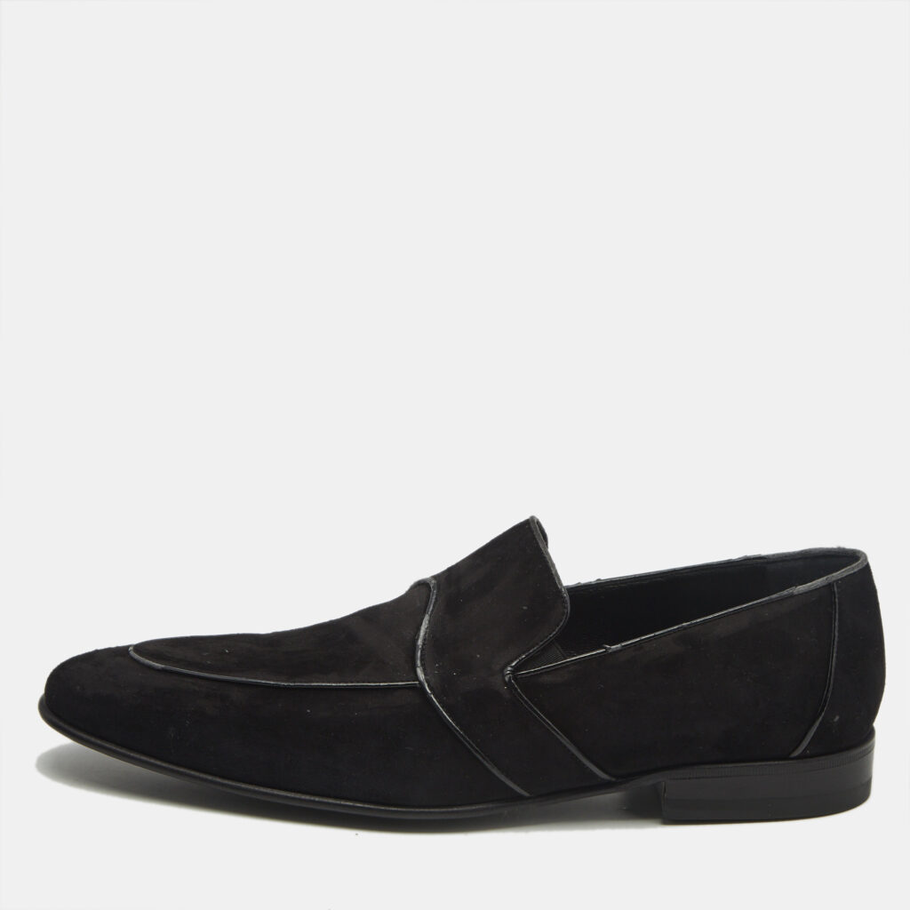 Dolce & Gabbana Black Suede Slip On Loafers Size 43