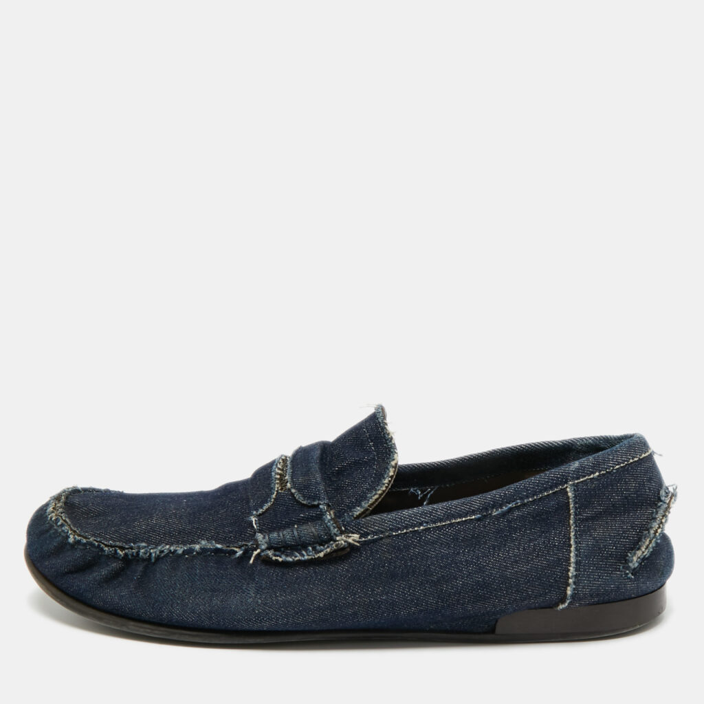 Dolce & Gabbana Navy Blue Denim Slip On Loafers Size 43