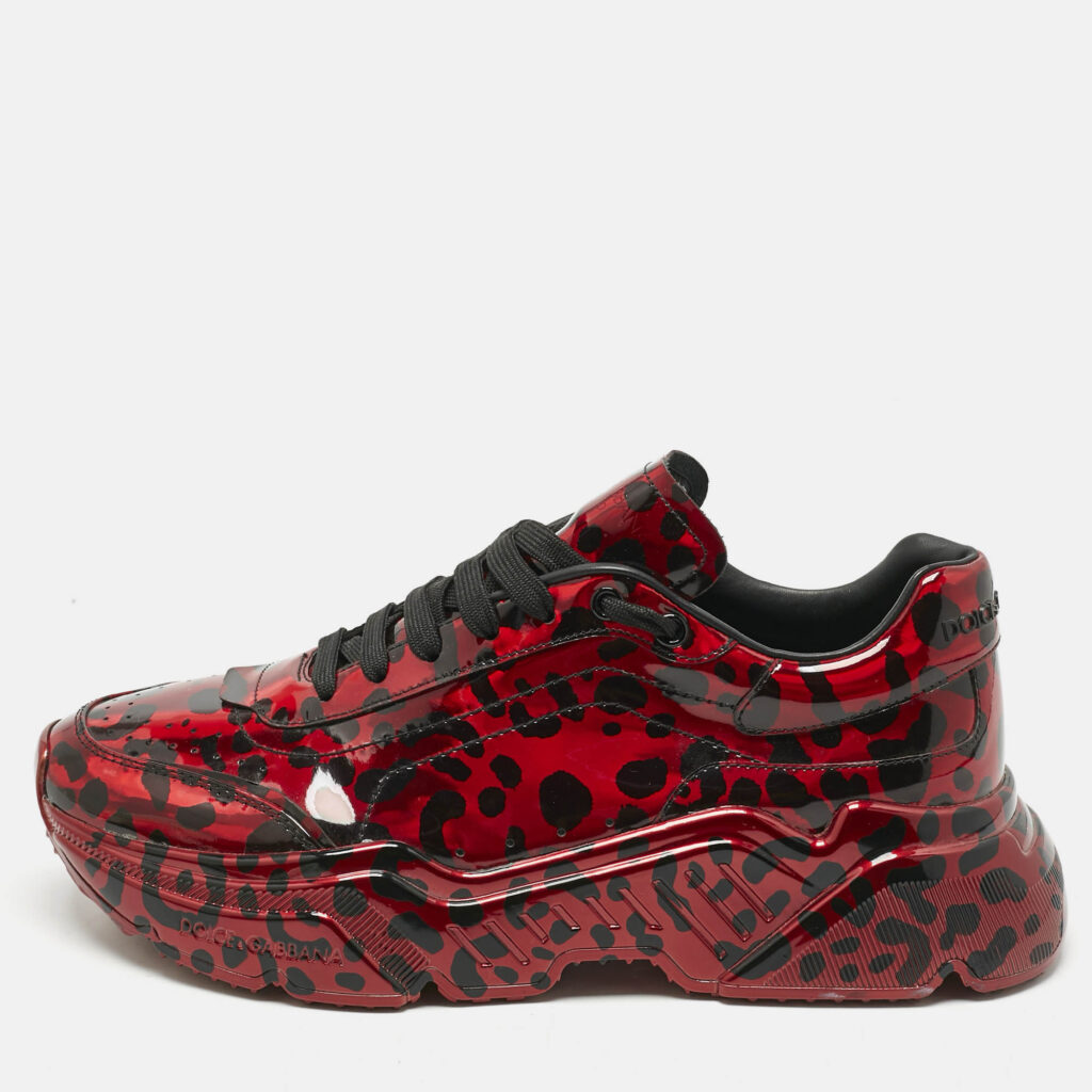 Dolce & Gabbana Black/Red Leather Daymaster Sneakers Size 43