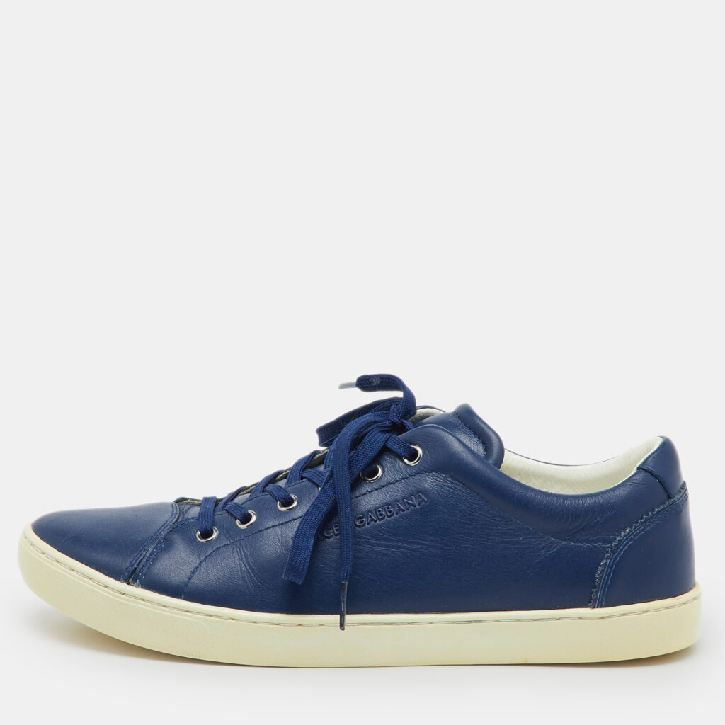 Dolce & Gabbana Blue Leather Low Top Sneakers Size 42 Dolce & Gabbana Blue Leather Low Top Sneakers Size 42