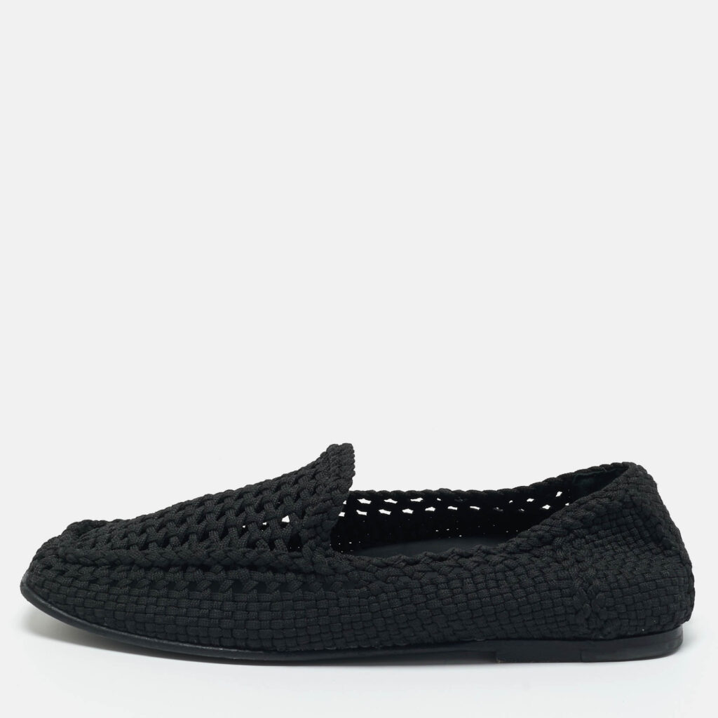 Dolce & Gabbana Black Woven Fabric Crochet Loafers Size 42.5 Dolce & Gabbana Black Woven Fabric Crochet Loafers Size 42.5