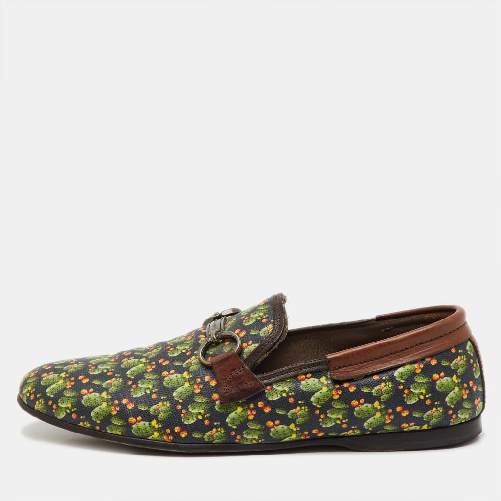 Dolce & Gabbana Multicolor Cactus Print Canvas and Leather Amalfi Smoking Slippers Size 41 Dolce & Gabbana Multicolor Cactus Print Canvas and Leather Amalfi Smoking Slippers Size 41