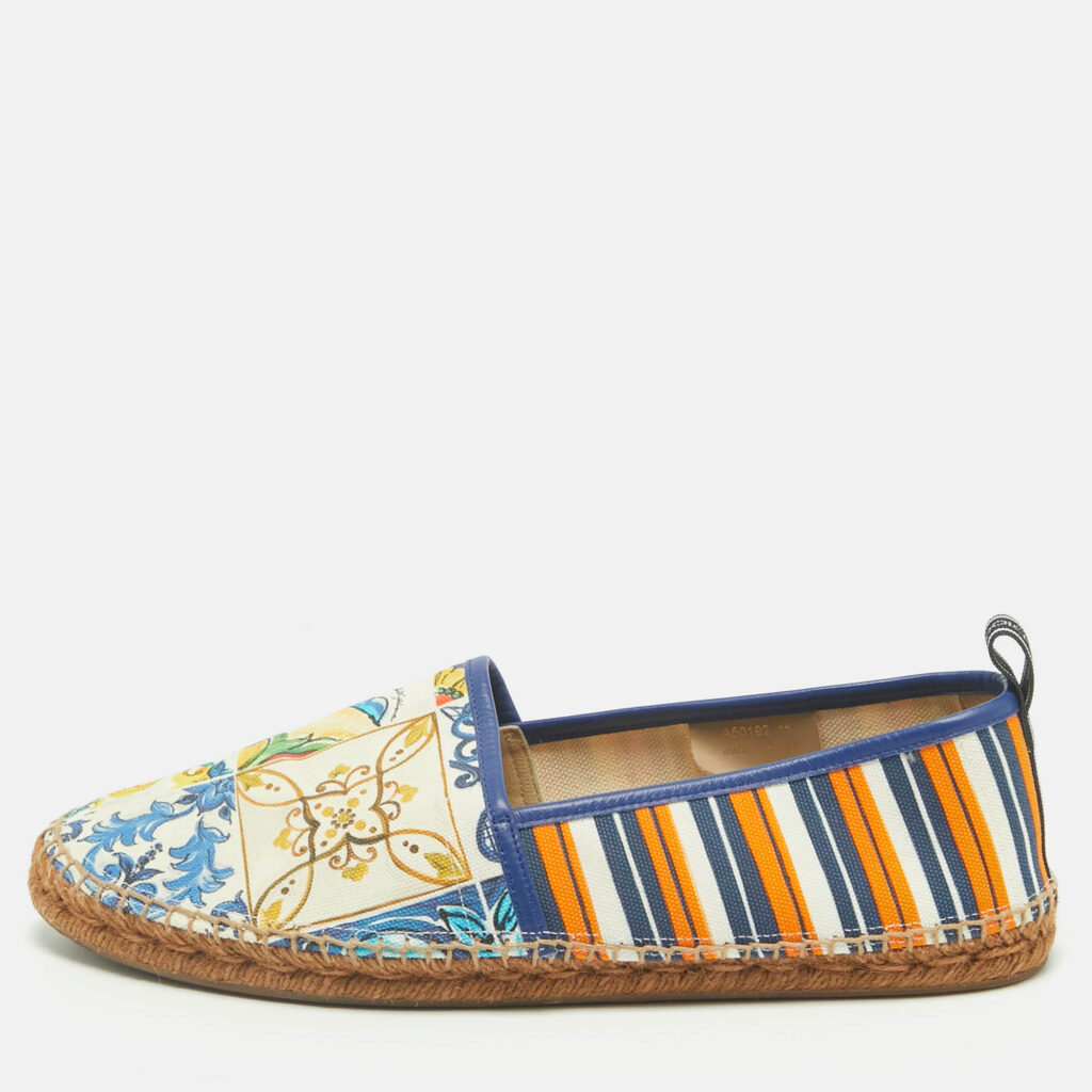 Dolce & Gabbana Multicolor Majolica Print Canvas Slip On Espadrilles Size 45 Dolce & Gabbana Multicolor Majolica Print Canvas Slip On Espadrilles Size 45