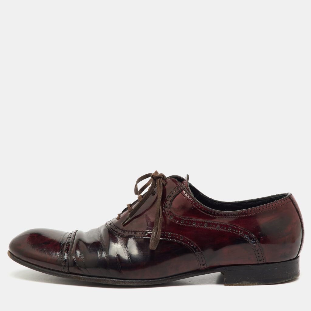 Dolce & Gabbana Burgundy Leather Brogue Lace Up Oxford Size 43
