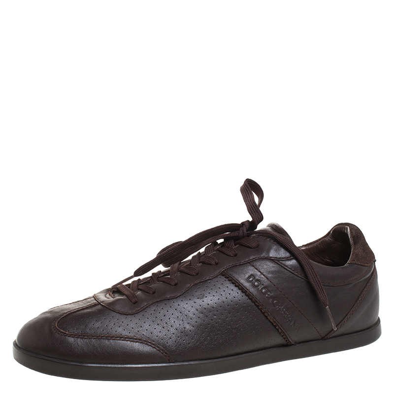 Dolce & Gabbana Brown Suede and Leather Low Top Sneakers Size 44 Dolce & Gabbana Brown Suede and Leather Low Top Sneakers Size 44