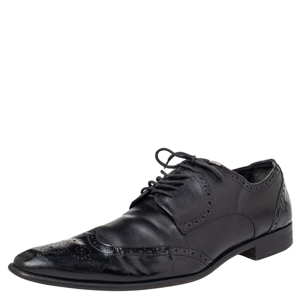 Dolce & Gabbana Black Brogue Leather Lace Up Derby Size 43 Dolce & Gabbana Black Brogue Leather Lace Up Derby Size 43