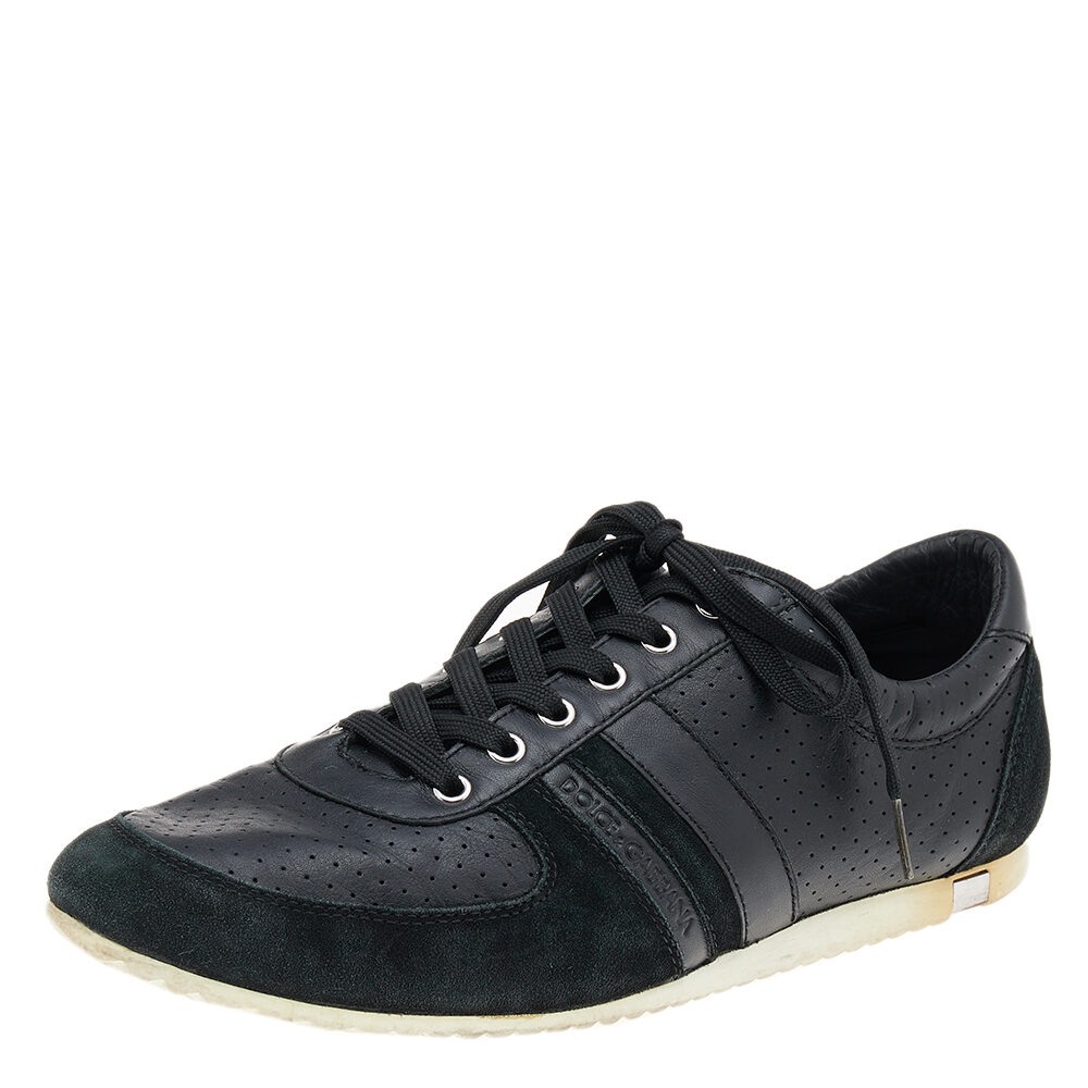 Dolce & Gabbana Black Suede And Leather Low Top Sneakers Size 44 Dolce & Gabbana Black Suede And Leather Low Top Sneakers Size 44