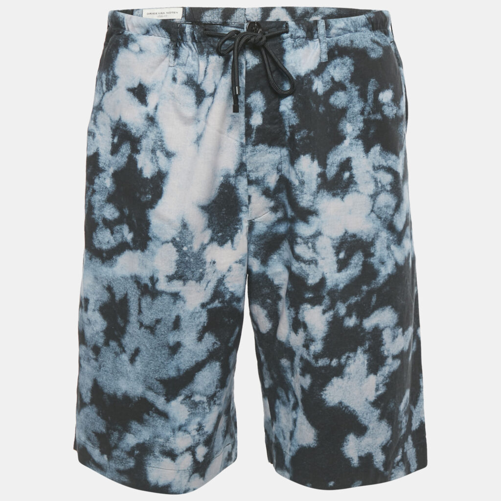 Dries van Noten Blue Abstract Print Cotton Shorts XS Dries van Noten Blue Abstract Print Cotton Shorts XS