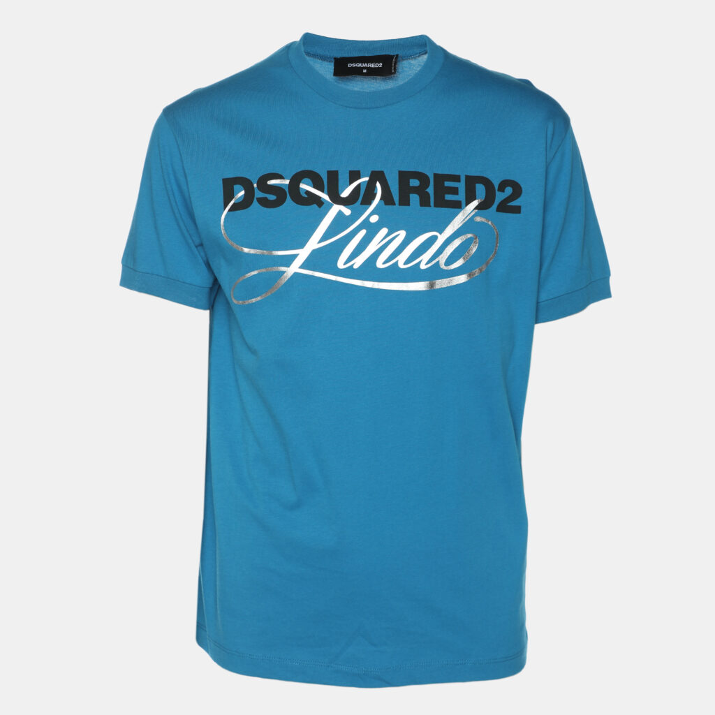 Dsquared2 Blue Jersey Logo Print T-Shirt M Dsquared2 Blue Jersey Logo Print T-Shirt M
