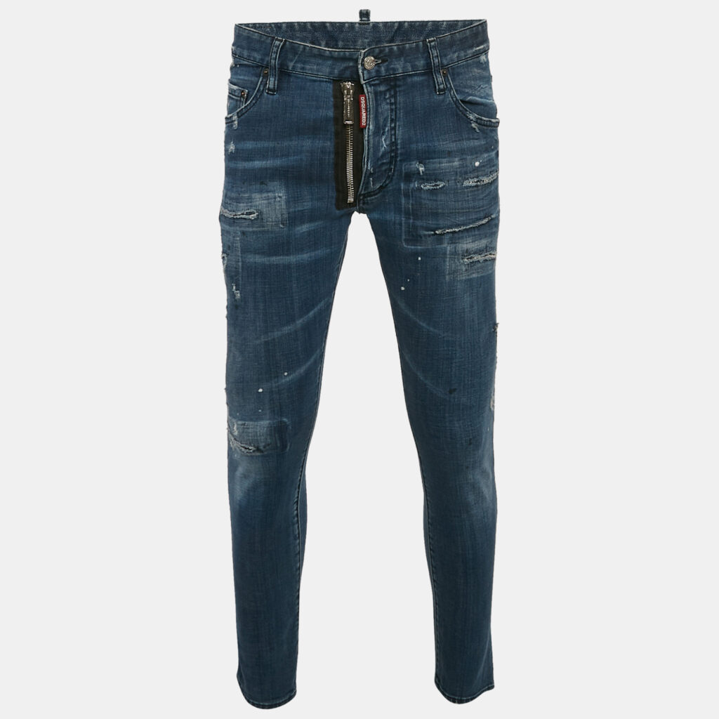 Dsquared2 Blue Distressed Denim Skater Jeans XL Waist 35" Dsquared2 Blue Distressed Denim Skater Jeans XL Waist 35"