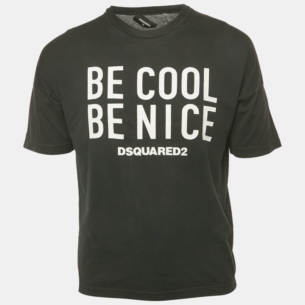 Dsquared2 Black Logo Printed Cotton Short Sleeve T-Shirt XS