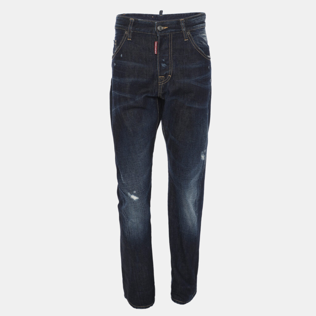 Dsquared2 Indigo Blue Denim Distressed Jeans L Dsquared2 Indigo Blue Denim Distressed Jeans L