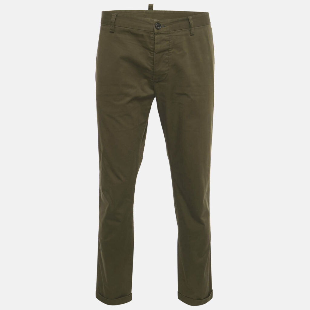 Dsquared2 Olive Green Cotton Trousers XL Dsquared2 Olive Green Cotton Trousers XL