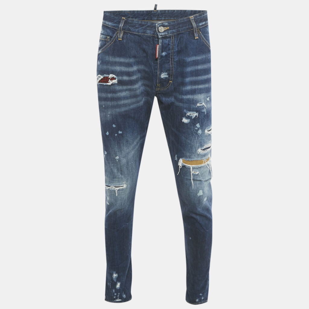 Dsquared2 Blue Distressed Denim Classic Kenny Twist Jeans L Waist 36"
