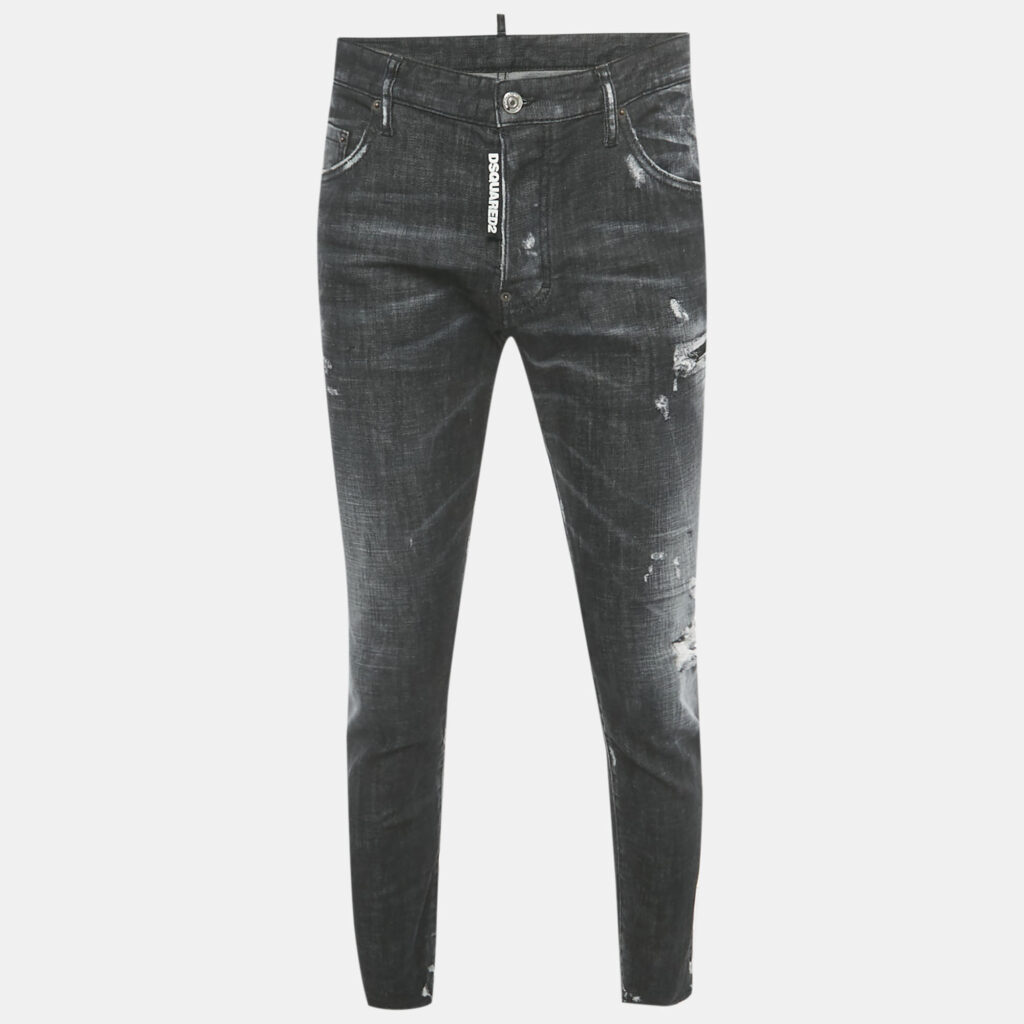 Dsquared2 Black Distressed Denim Skater Jeans XL Waist 36" Dsquared2 Black Distressed Denim Skater Jeans XL Waist 36"