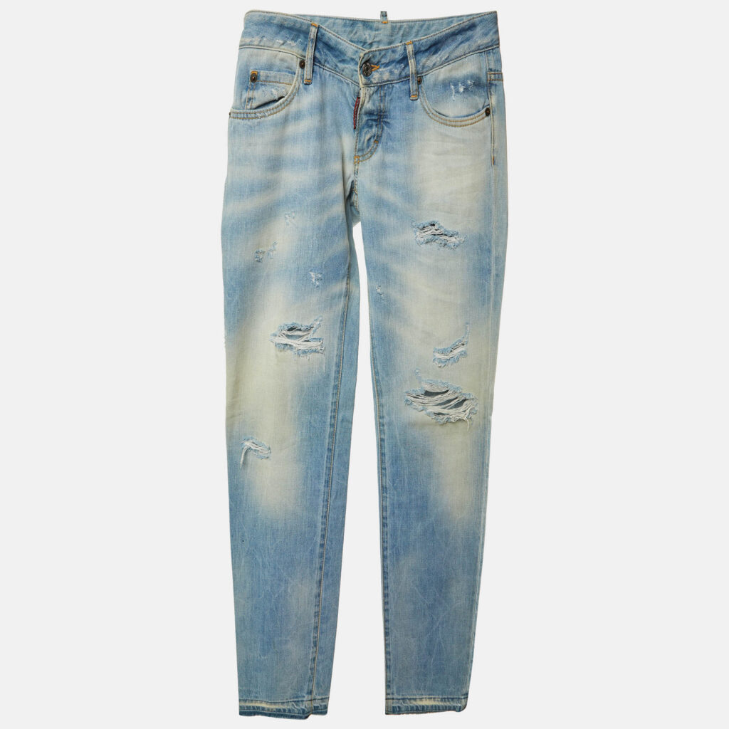Dsquared2 Blue Denim Distressed Slim Fit Jeans M/Waist 34"