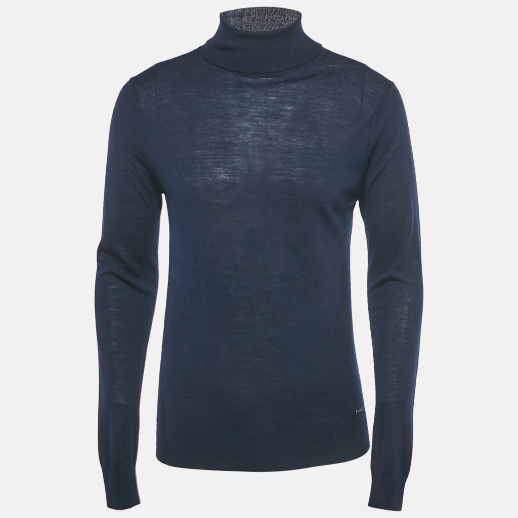 Dsquared2 Navy Blue Wool Knit Turtle Neck Sweater M Dsquared2 Navy Blue Wool Knit Turtle Neck Sweater M