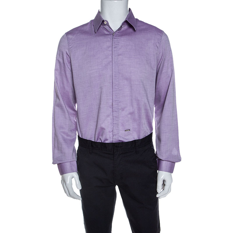 Dsquared2 Purple Chambray Cotton Button Front Shirt XL Dsquared2 Purple Chambray Cotton Button Front Shirt XL