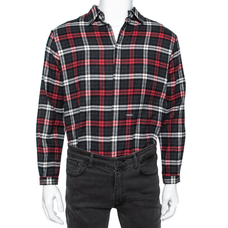 Dsquared2 Red & Grey Cotton Checked Flannel Shirt XS Dsquared2 Red & Grey Cotton Checked Flannel Shirt XS