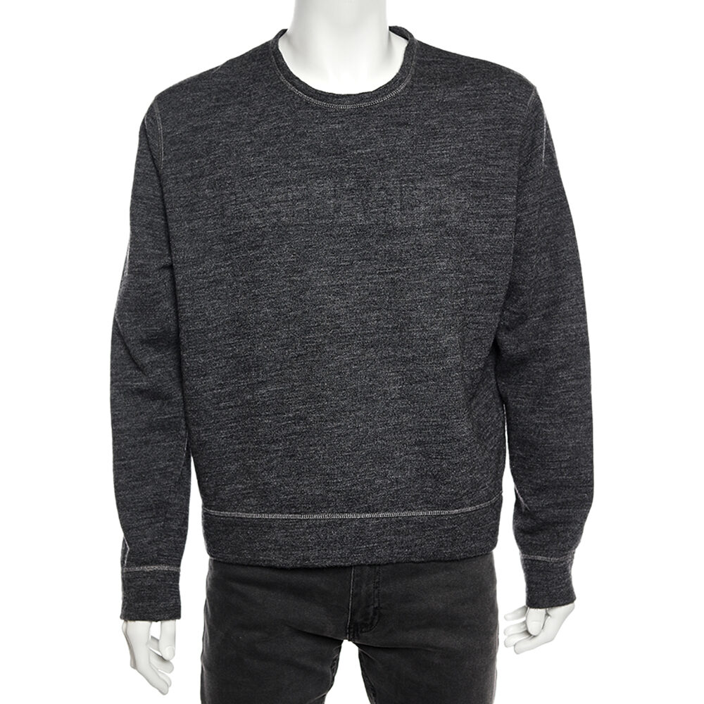 Dsquared2 Grey Wool Logo Embossed Long Sleeve Sweatshirt XL Dsquared2 Grey Wool Logo Embossed Long Sleeve Sweatshirt XL