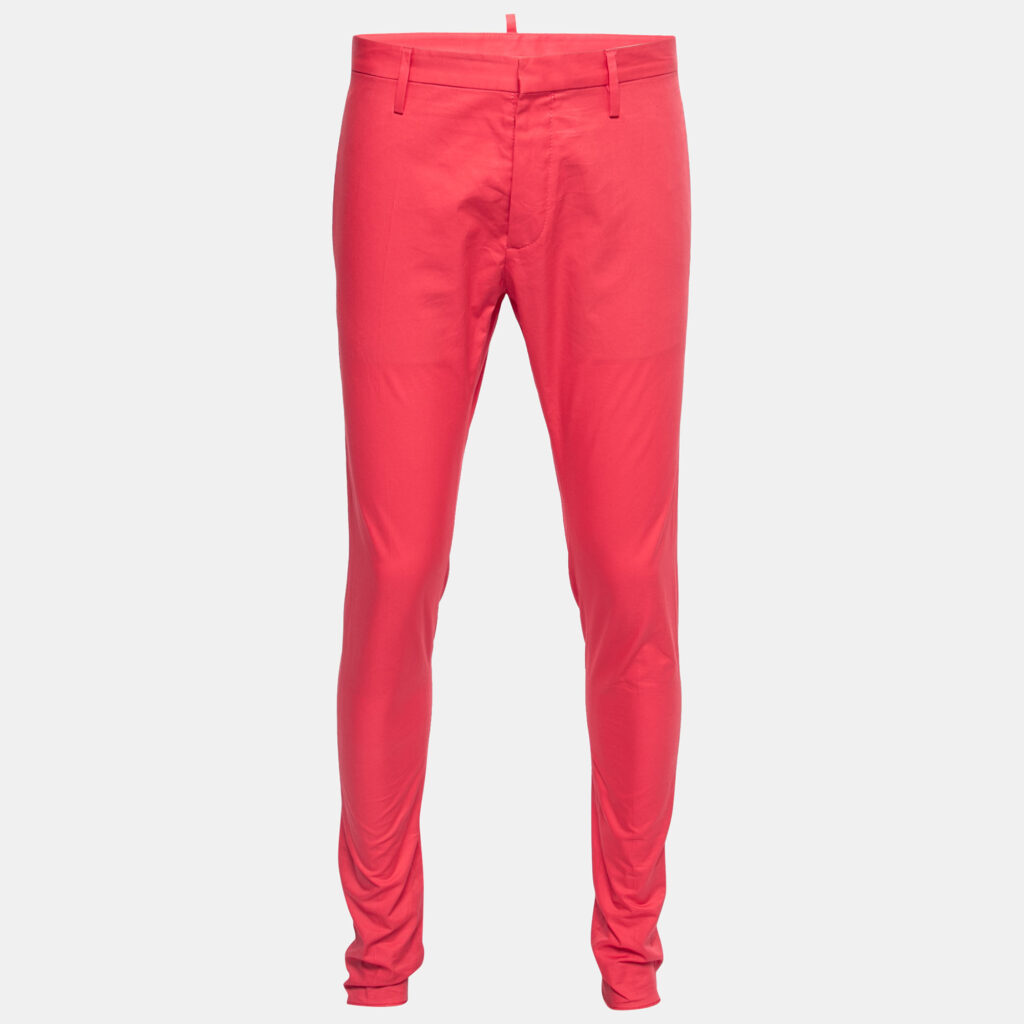 Dsquared2 Coral Pink Cotton Trousers M Dsquared2 Coral Pink Cotton Trousers M
