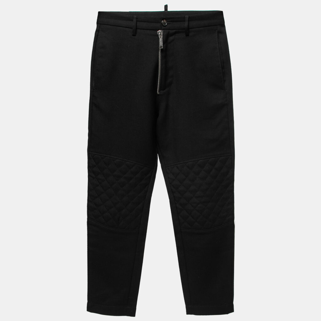 Dsquared2 Black Wool Quilted Knee Trousers XS Dsquared2 Black Wool Quilted Knee Trousers XS