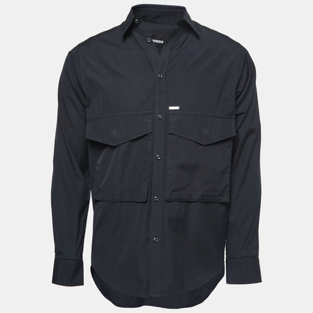 Dsquared2 Black Cotton Pocket Detailed Button Front Shirt XS Dsquared2 Black Cotton Pocket Detailed Button Front Shirt XS