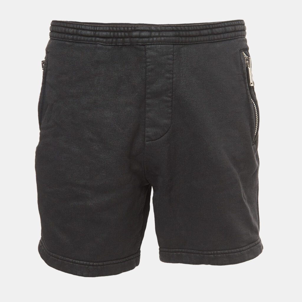 Dsquared2 Black Coated Cotton Drawstring Shorts S Dsquared2 Black Coated Cotton Drawstring Shorts S