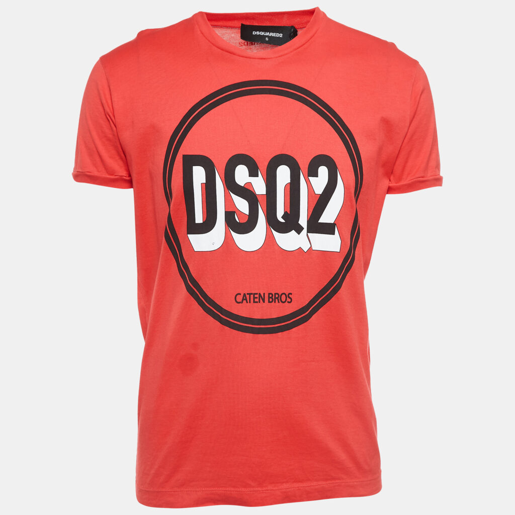Dsquared2 Red Logo Print Cotton Half Sleeve T-Shirt S Dsquared2 Red Logo Print Cotton Half Sleeve T-Shirt S