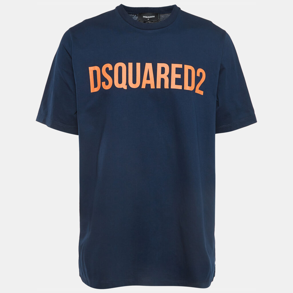 Dsquared2 Navy Blue Logo Printed Cotton T-Shirt M Dsquared2 Navy Blue Logo Printed Cotton T-Shirt M