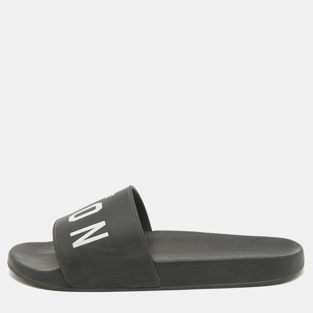 Dsquared2 Black Rubber Slide Sandals Size 44 Dsquared2 Black Rubber Slide Sandals Size 44