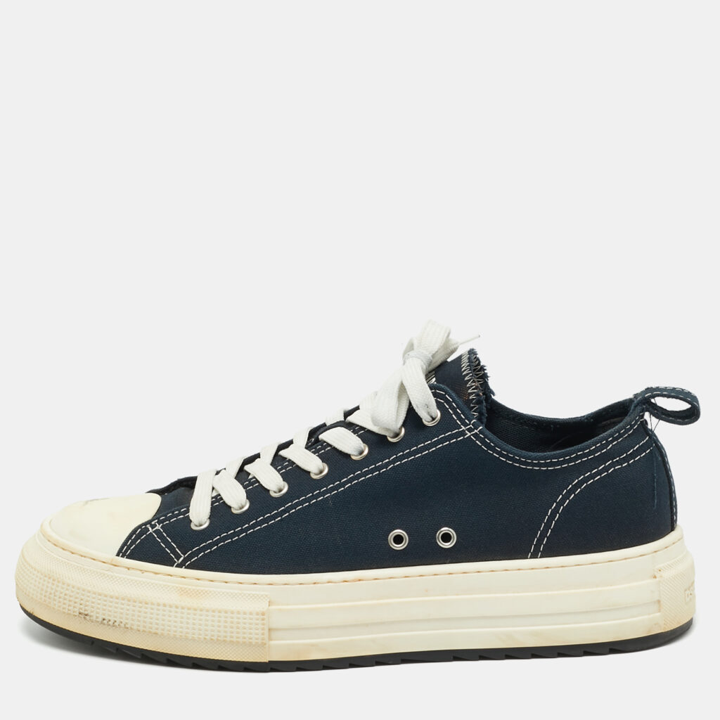 Dsquared2 Navy Blue Canvas Berlin Lace Up Sneakers Size 45 Dsquared2 Navy Blue Canvas Berlin Lace Up Sneakers Size 45