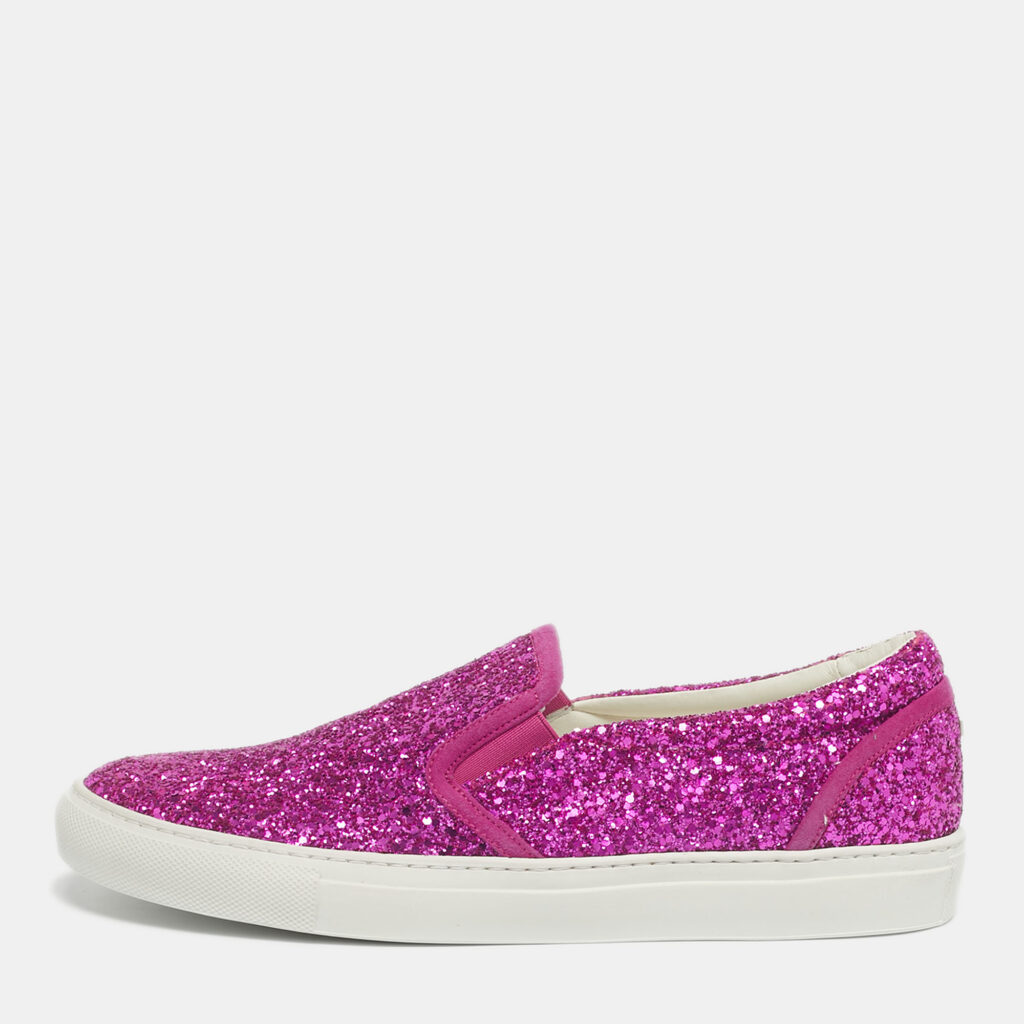 luxury-men-dsquared2-used-shoes-p1222457-001-1.jpg Dsquared2 Pink Glitter Crystal Embellished Slip On Sneakers Size 40