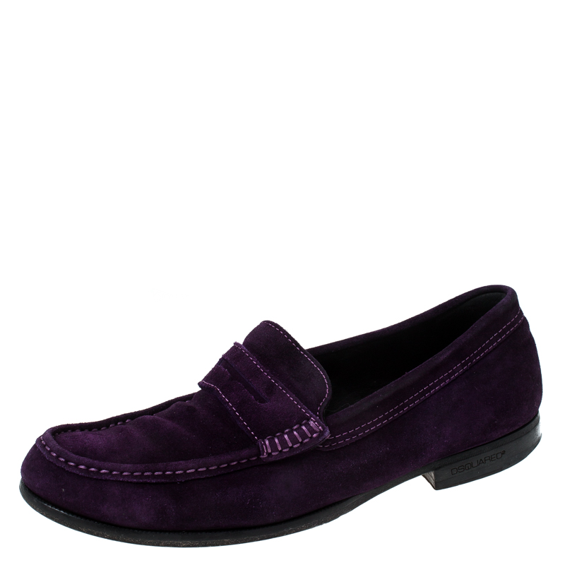 Dsquared2 Purple Suede Penny Loafers Size 40.5