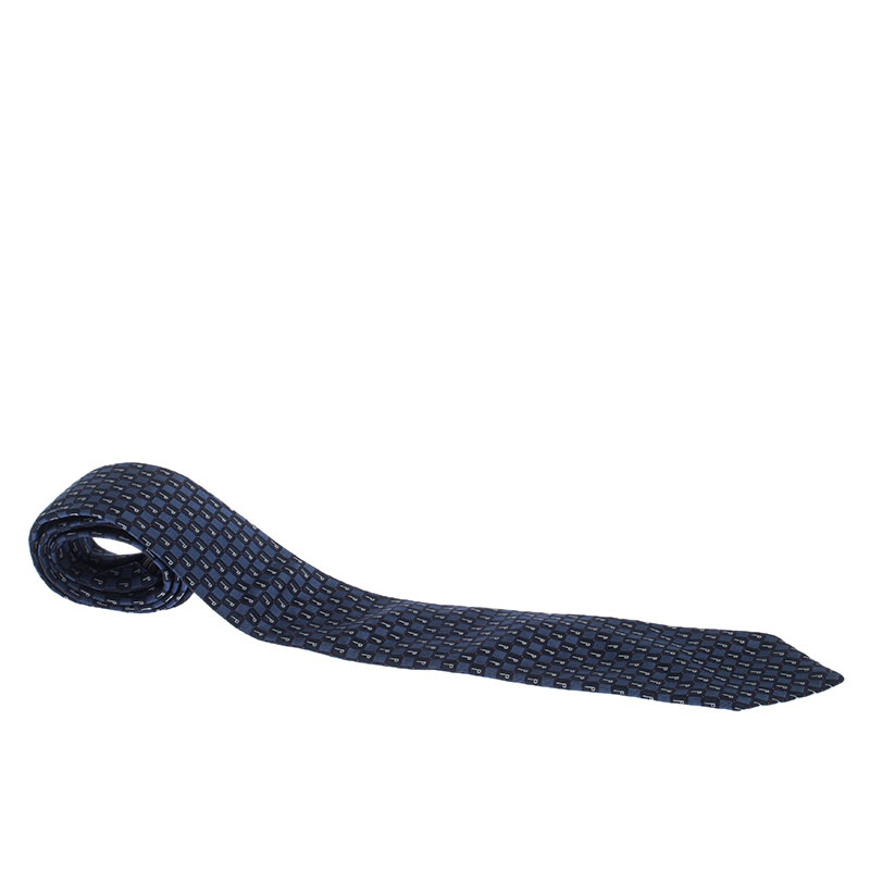 Dunhill Blue Logo Jacquard Silk Tie