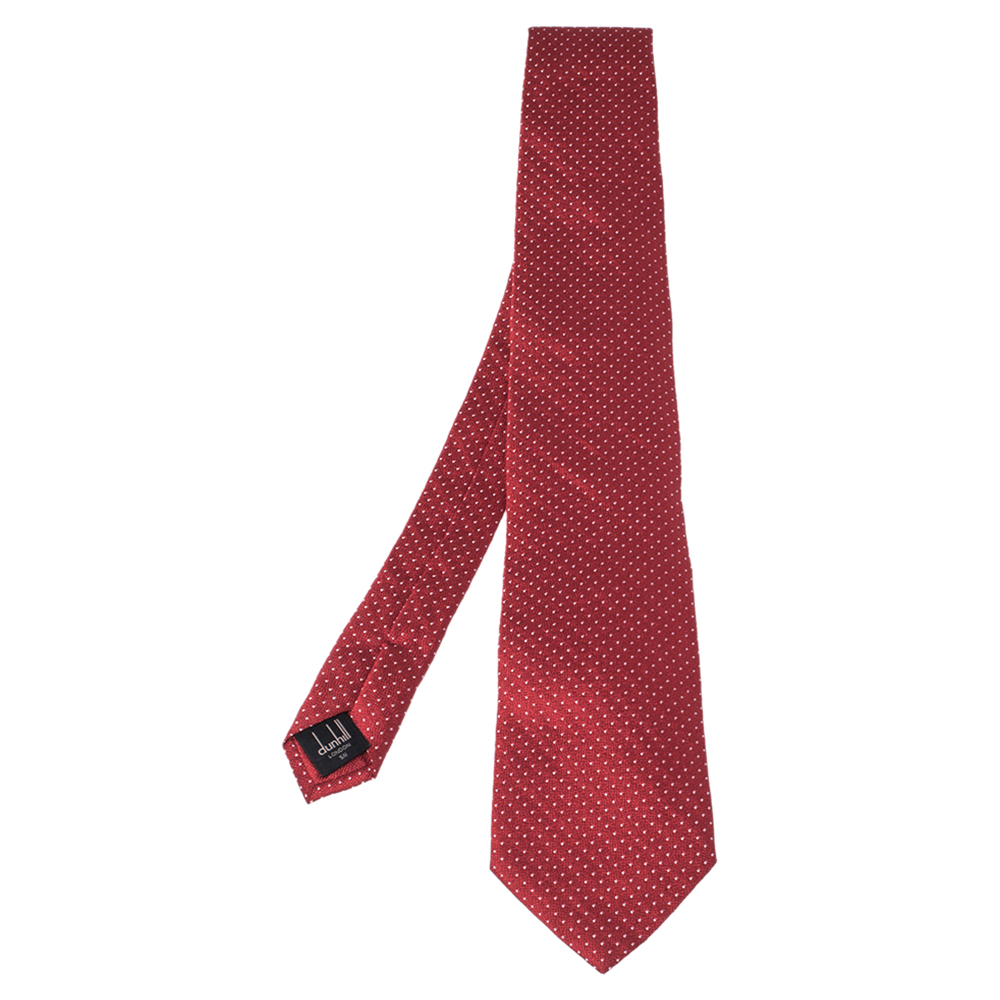 Dunhill Red Dot Patterned Jacquard Silk Tie Dunhill Red Dot Patterned Jacquard Silk Tie