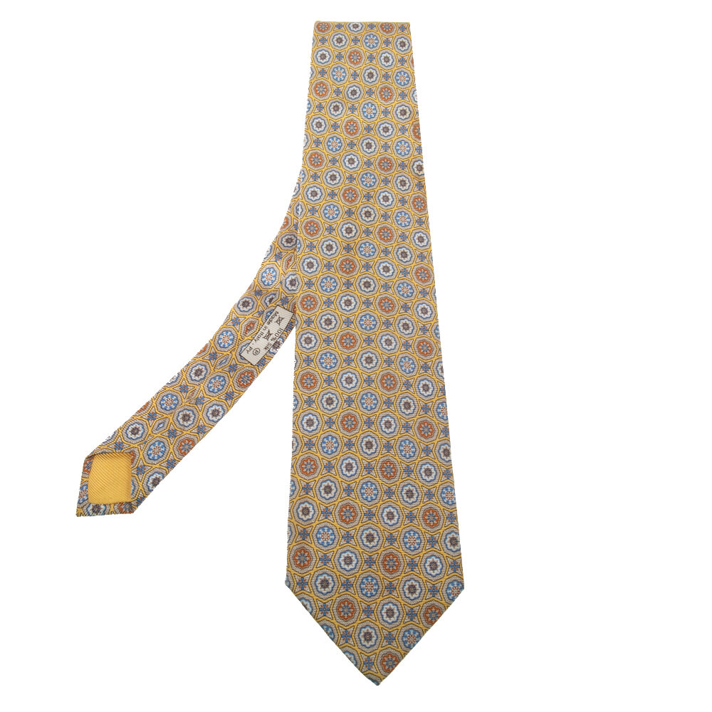 Dunhill Yellow Floral Motif Silk Tie Dunhill Yellow Floral Motif Silk Tie