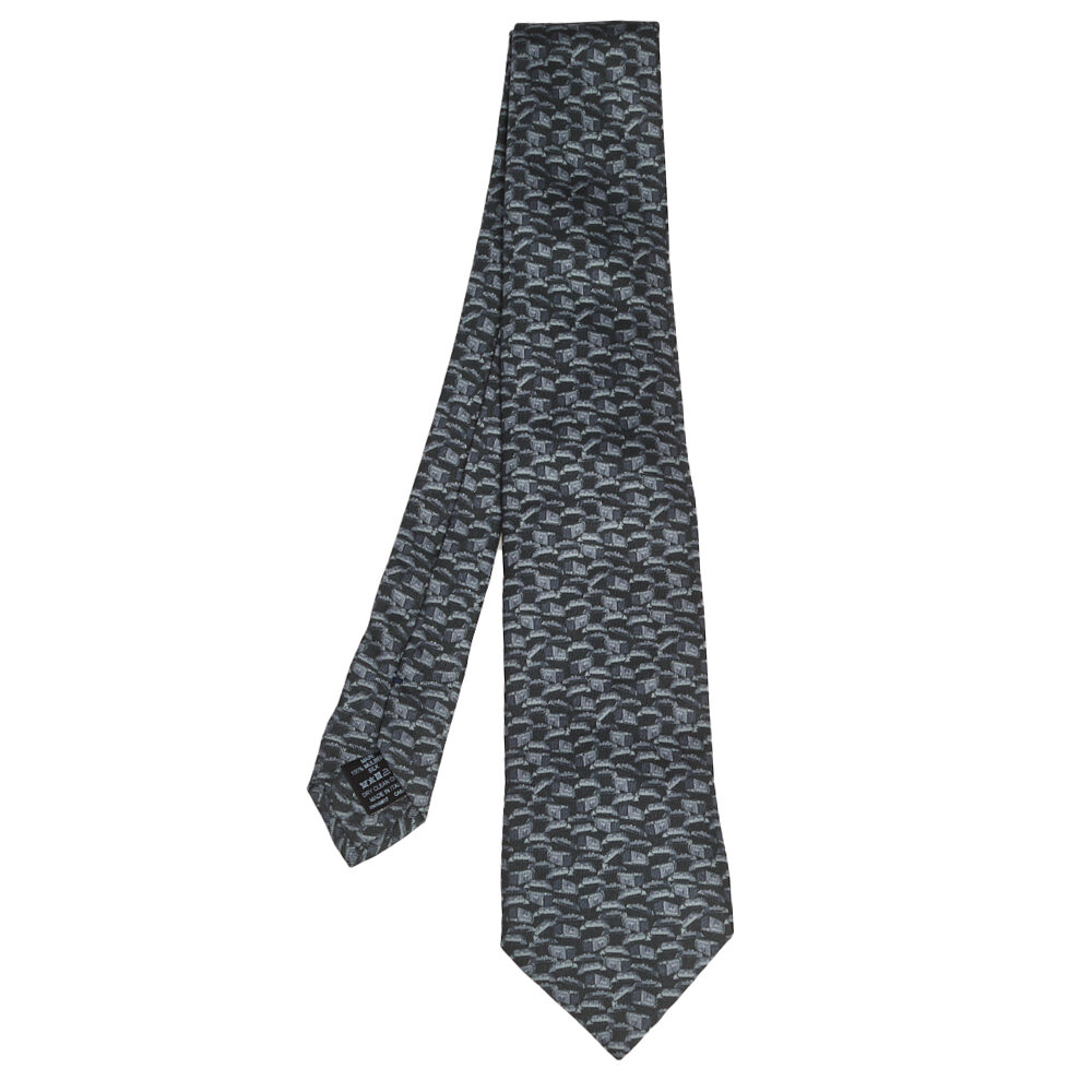 Dunhill Grey & Black Abstract Print Silk Tie Dunhill Grey & Black Abstract Print Silk Tie