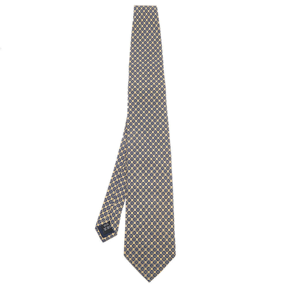 Dunhill Cream Floral Printed Silk tie