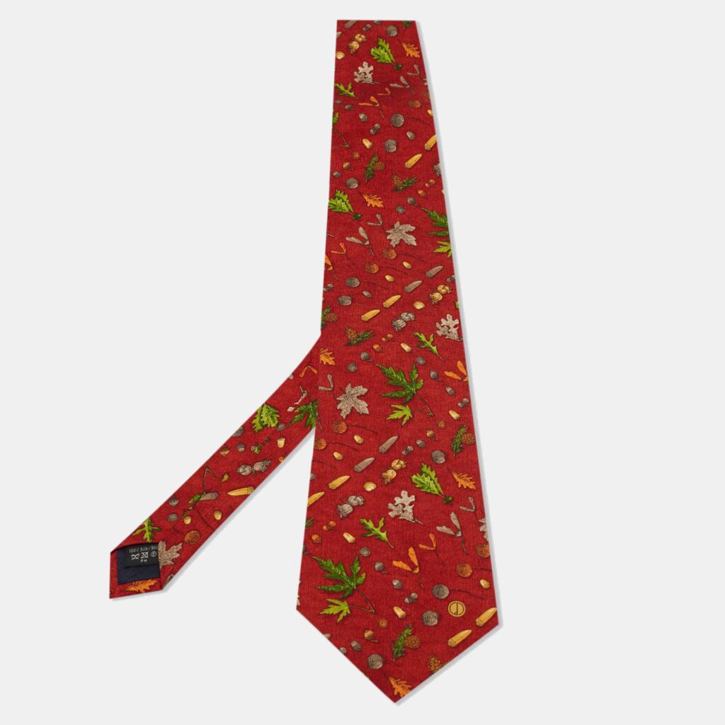 Dunhill Brick Red Autumnal Print Silk Tie Dunhill Brick Red Autumnal Print Silk Tie