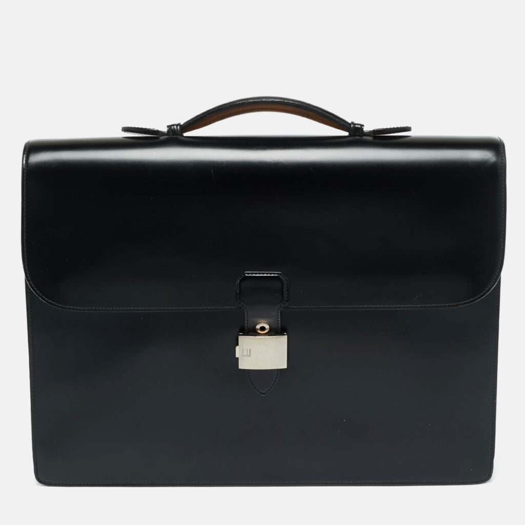 Dunhill Black Glossy Leather Confidential Briefcase