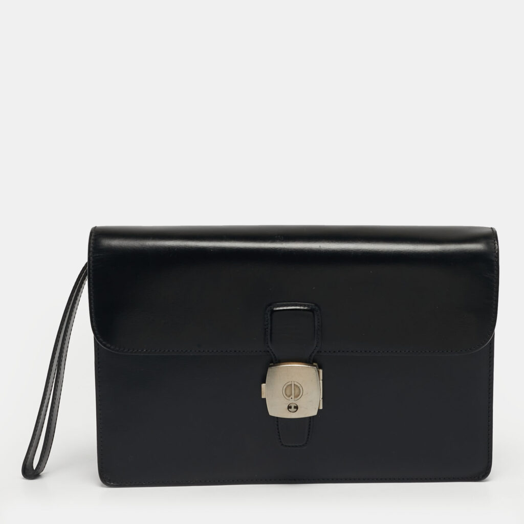luxury-men-dunhill-used-bags-p1248879-001-1.jpg Dunhill Alfred Black Leather Wristlet Pouch