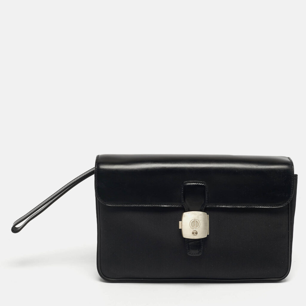 luxury-men-dunhill-used-bags-p1249514-011-1.jpg Dunhill Alfred Black Leather and Nylon Pouch