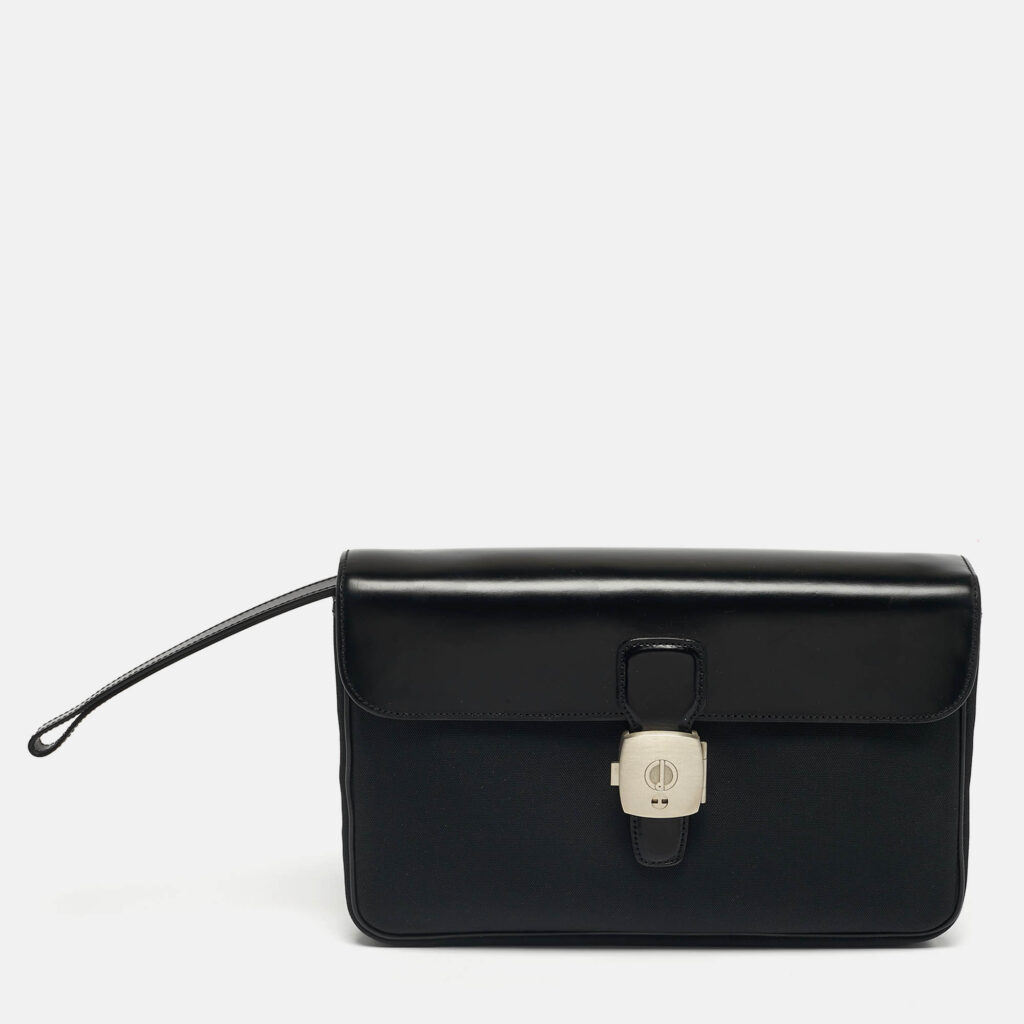 Dunhill Alfred Black Leather and Nylon Pouch Dunhill Alfred Black Leather and Nylon Pouch
