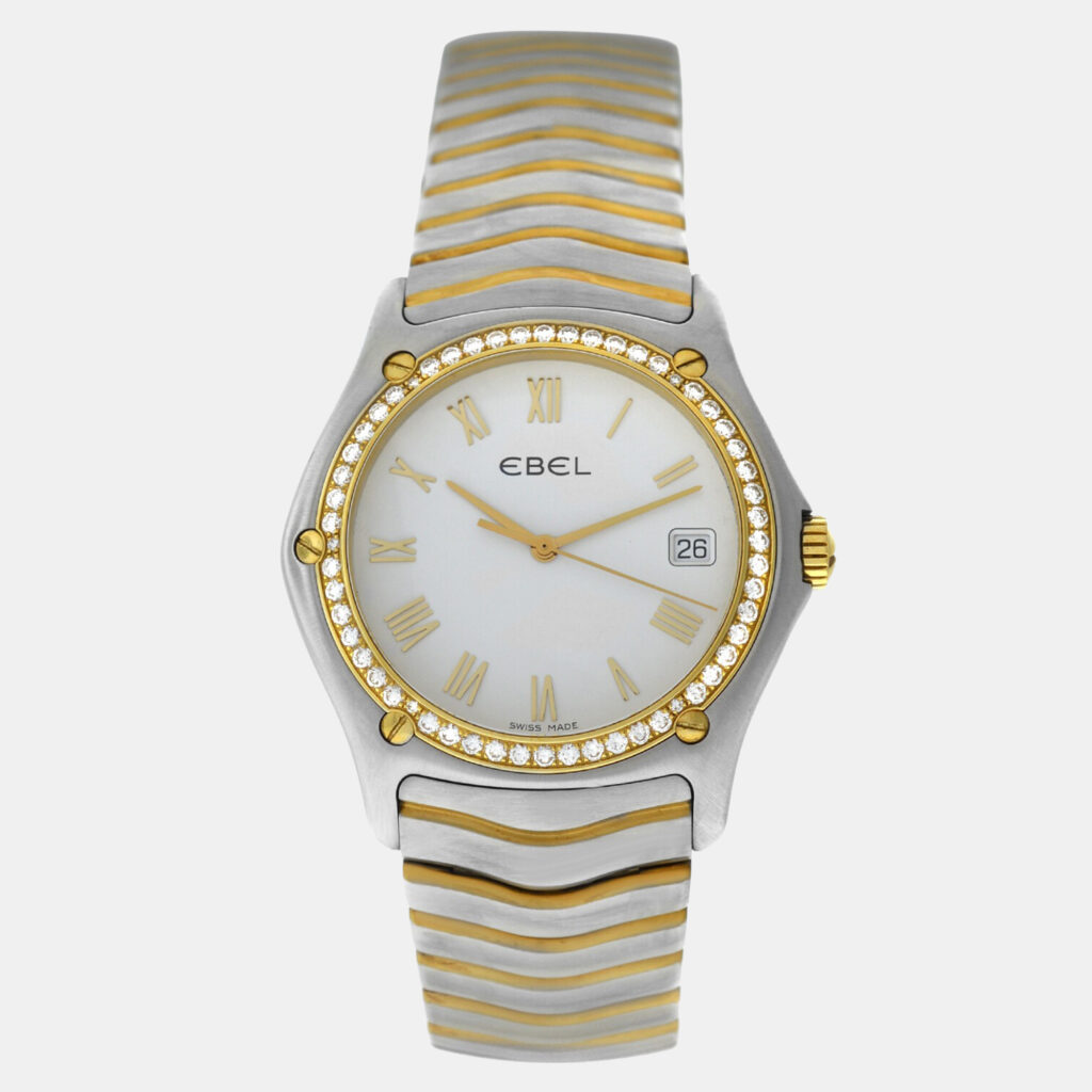 Ebel Classic Wave E1187F44 Quartz Diamond 18K Yellow Gold Stainless Steel Men's Wristwatch 38 mm Ebel Classic Wave E1187F44 Quartz Diamond 18K Yellow Gold Stainless Steel Men's Wristwatch 38 mm