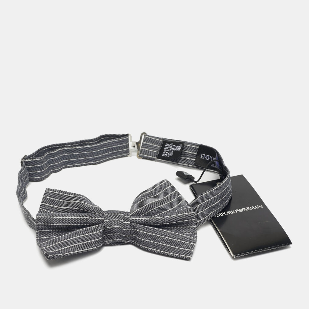 luxury-men-emporio-armani-new-accessories-p1223265-004-1.jpg Emporio Armani Grey Striped Papillon Annodato Bow Tie